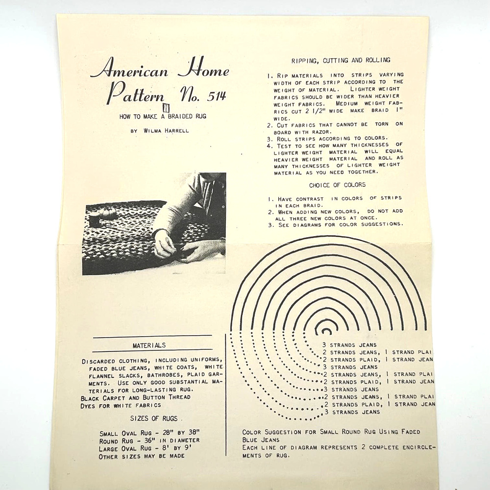 American Home Rug Vintage Rug Patterns #A759,‎ 514, A972 HTF RARE - Picture 2 of 4